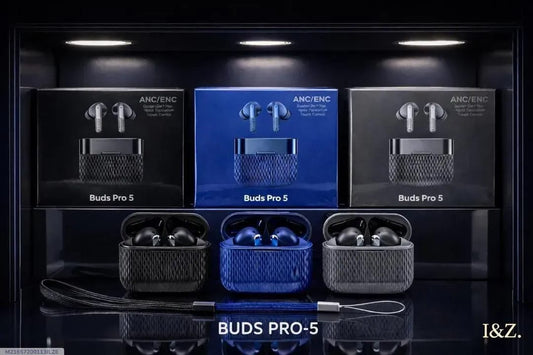Black Buds Pro 5 Airpods with Fast Charge & Long Battery - Pak Style Hub